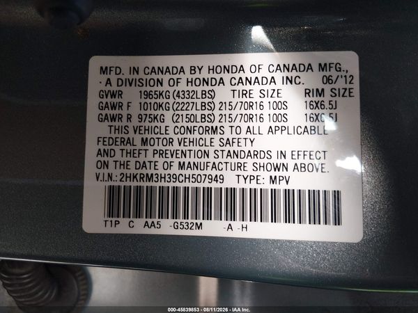 2012 HONDA CR-V LX