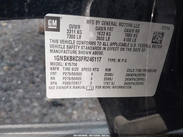 2015 CHEVROLET TAHOE LT — I9