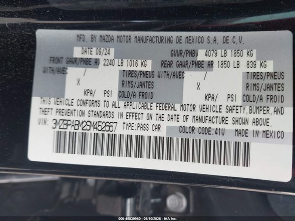 2025 MAZDA MAZDA3 2.5 S SELECT SPORT