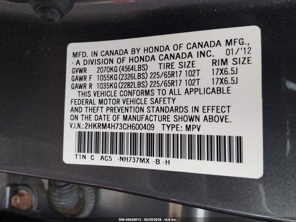 2012 HONDA CR-V EX-L