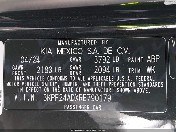 2024 KIA FORTE LXS