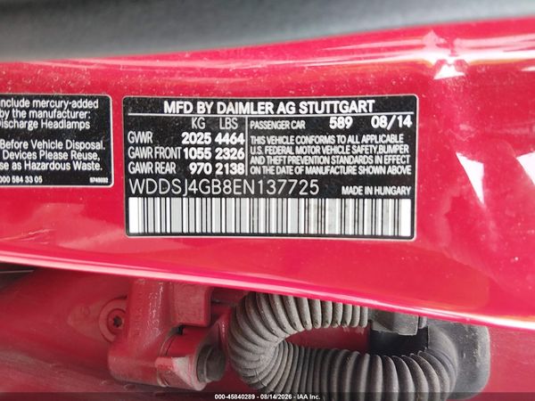2014 MERCEDES-BENZ CLA 250 4MATIC