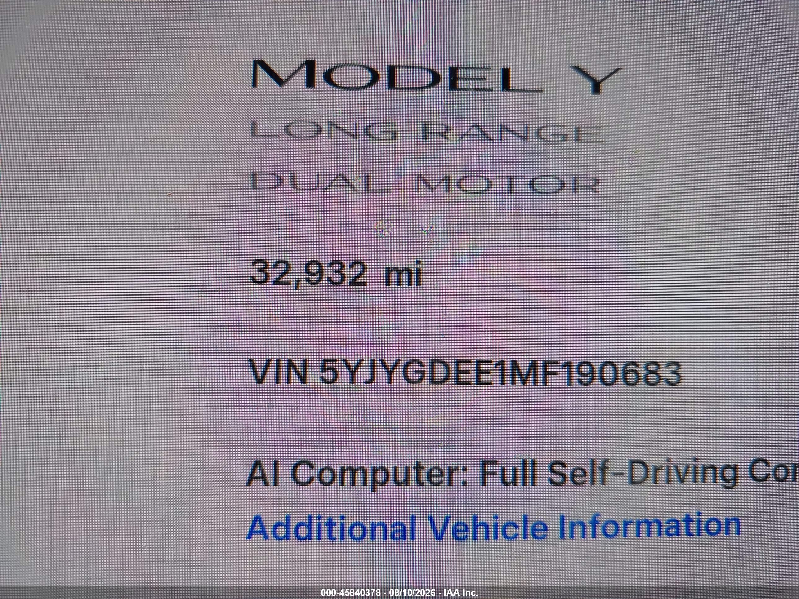 2021 TESLA MODEL Y