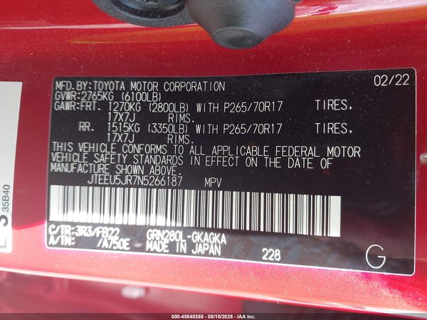 2022 TOYOTA 4RUNNER SR5