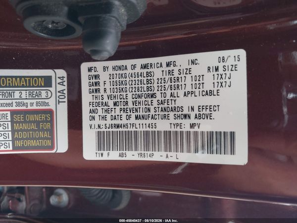 2015 HONDA CR-V EX
