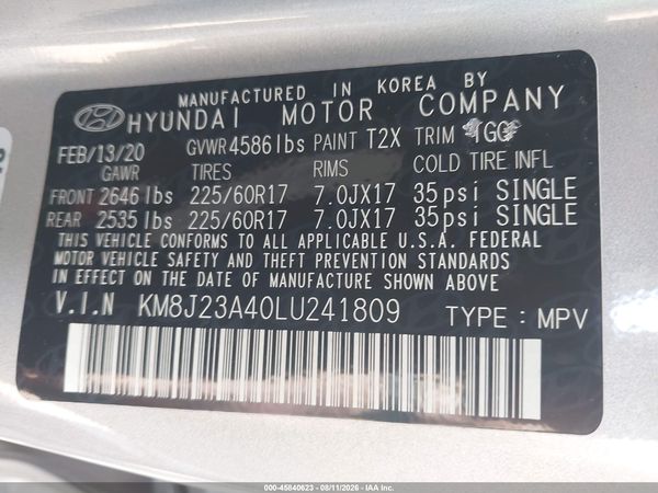 2020 HYUNDAI TUCSON SE