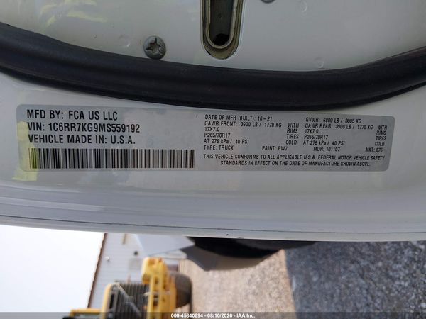 2021 RAM 1500 CLASSIC TRADESMAN  4X4 5'7 BOX — I9