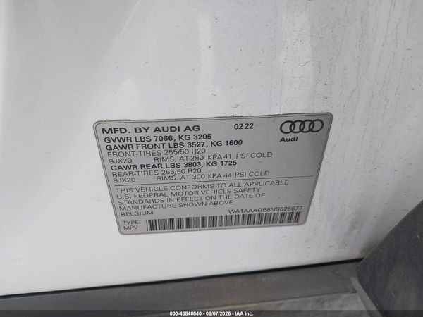 2022 AUDI E-TRON PREMIUM QUATTRO