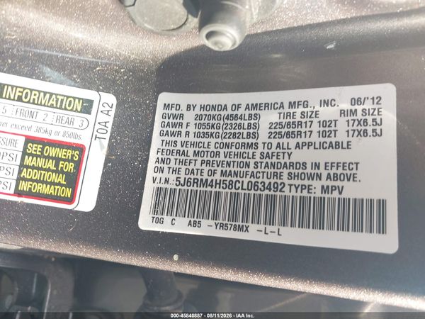 2012 HONDA CR-V EX
