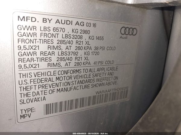 2017 AUDI Q7 3.0T PREMIUM