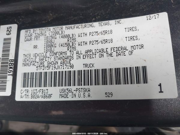 2018 TOYOTA TUNDRA SR5 5.7L V8