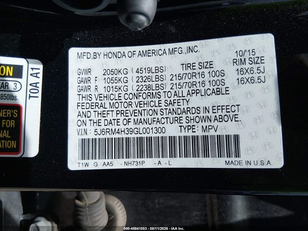 2016 HONDA CR-V LX