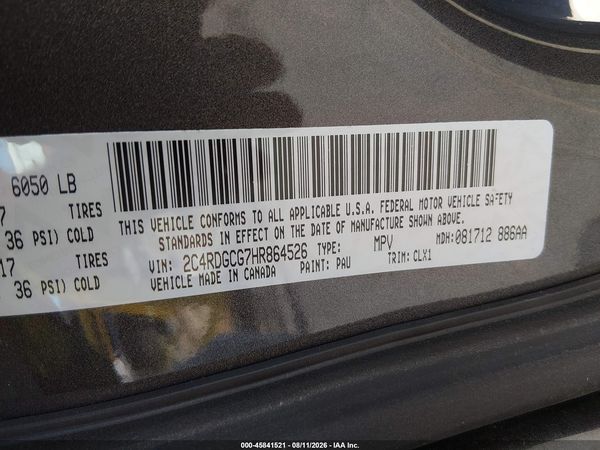 2017 DODGE GRAND CARAVAN SXT — I9