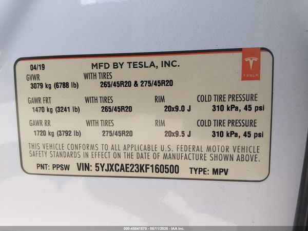 2019 TESLA MODEL X 100D/75D/LONG RANGE