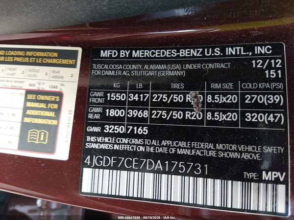 2013 MERCEDES-BENZ GL 450 4MATIC