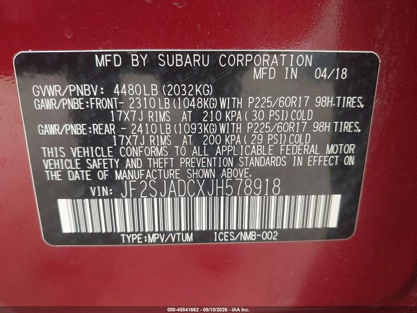 2018 SUBARU FORESTER 2.5I PREMIUM — I9