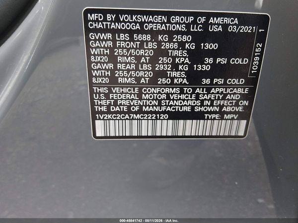 2021 VOLKSWAGEN ATLAS CROSS SPORT 2.0T SE W/TECHNOLOGY — I9
