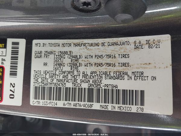 2021 TOYOTA TACOMA SR5 V6