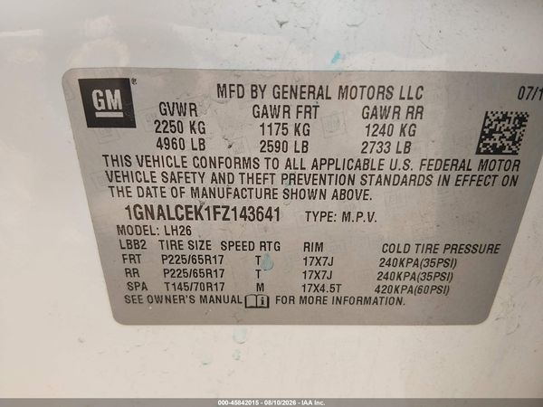 2015 CHEVROLET EQUINOX LT — I9