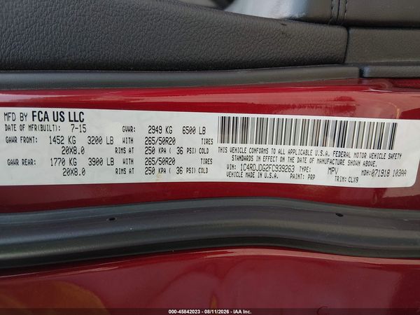 2015 DODGE DURANGO LIMITED