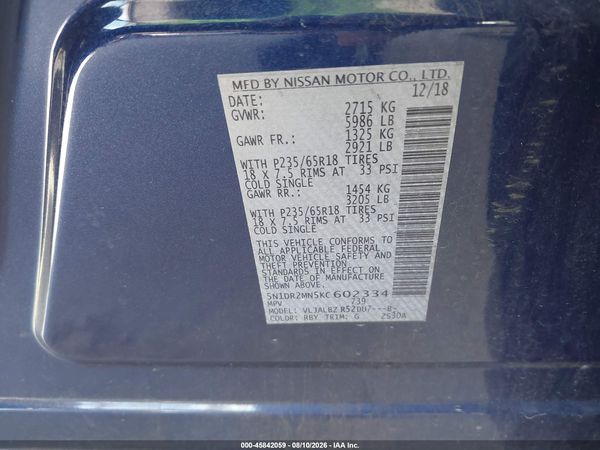 2019 NISSAN PATHFINDER S