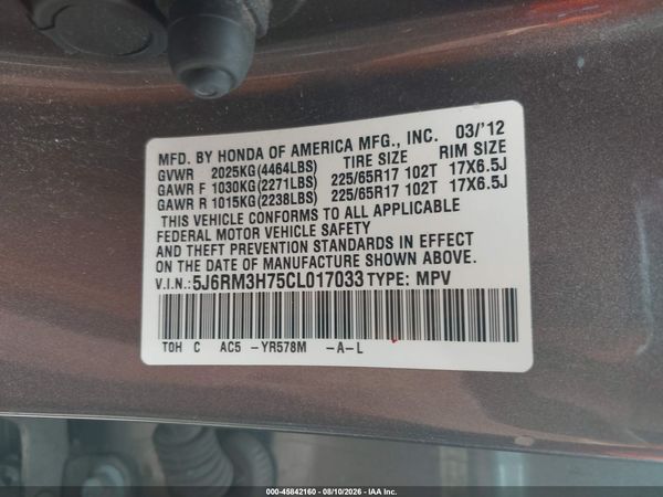 2012 HONDA CR-V EX-L