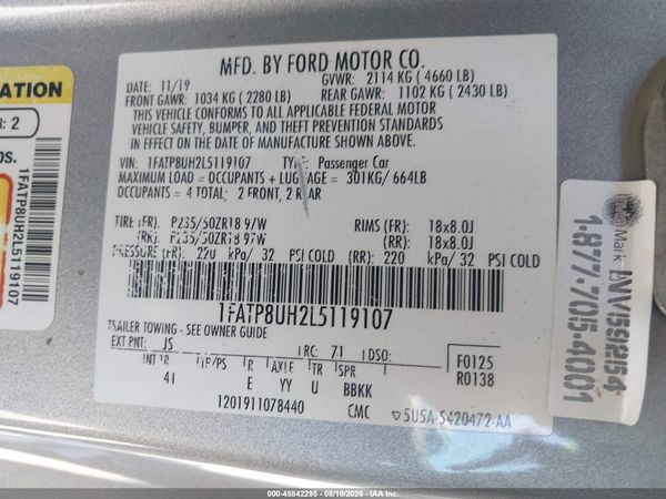 2020 FORD MUSTANG ECOBOOST PREMIUM