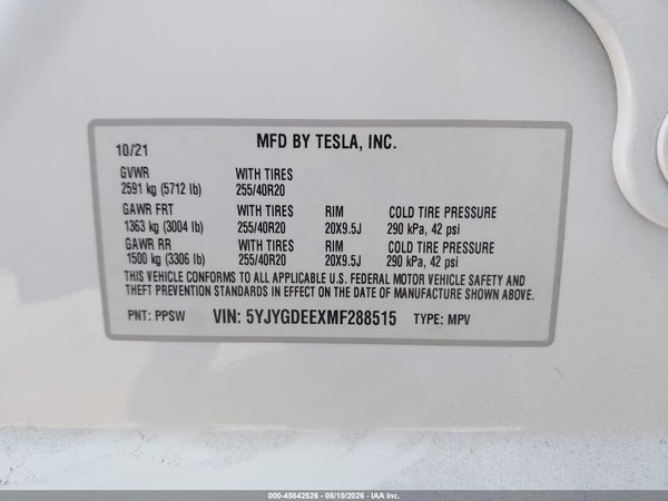 2021 TESLA MODEL Y