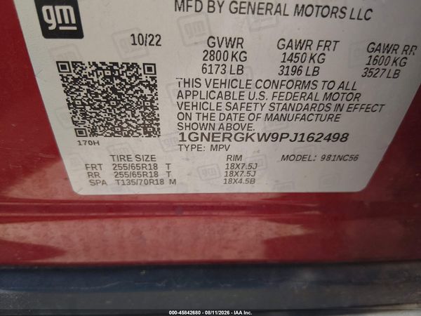 2023 CHEVROLET TRAVERSE FWD LT CLOTH — I9