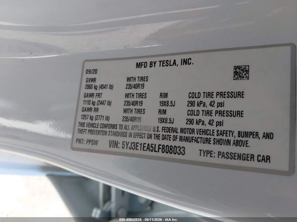 2020 TESLA MODEL 3
