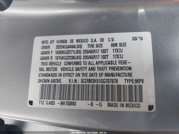 2016 HONDA CR-V EX