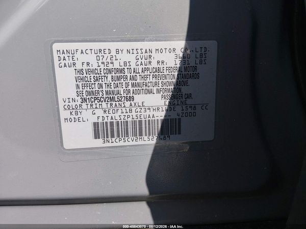 2021 NISSAN KICKS SV XTRONIC CVT — I9