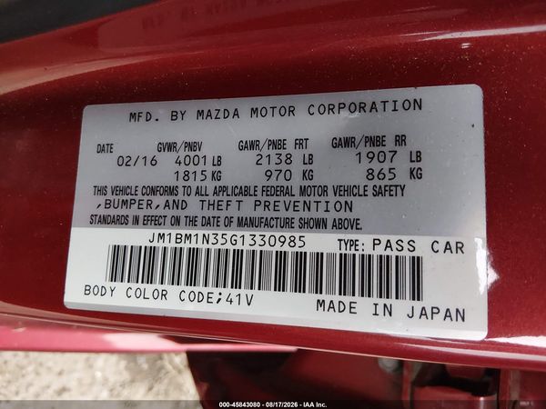 2016 MAZDA MAZDA3 S GRAND TOURING