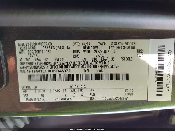 2017 FORD F-150 XL