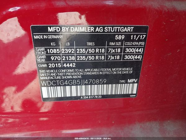 2018 MERCEDES-BENZ GLA 250 4MATIC