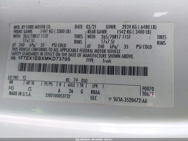 2021 FORD F-150 XL