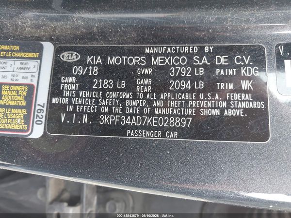 2019 KIA FORTE S