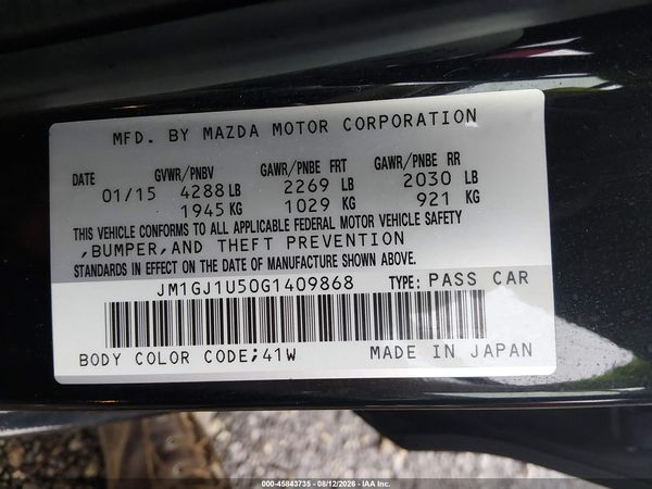 2016 MAZDA MAZDA6 I SPORT