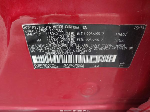 2016 TOYOTA RAV4 LE