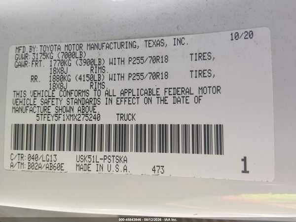 2021 TOYOTA TUNDRA SR5