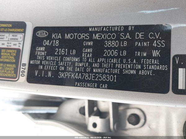 2018 KIA FORTE LX