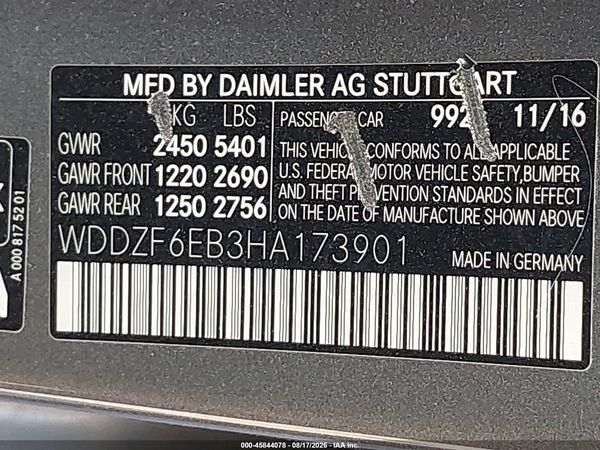2017 MERCEDES-BENZ AMG E 43 4MATIC