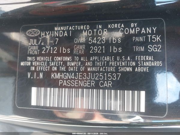 2018 GENESIS G80 3.8