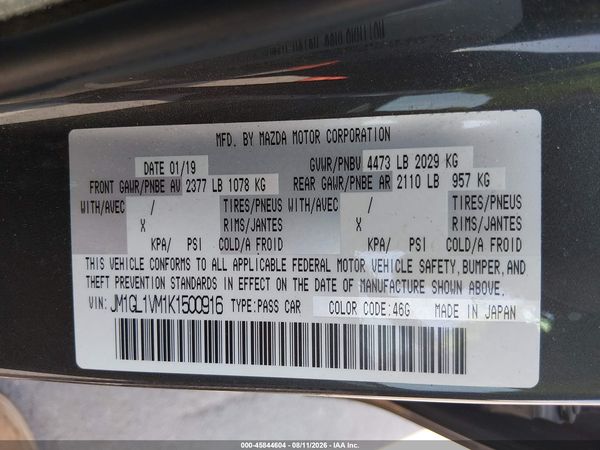 2019 MAZDA MAZDA6 TOURING