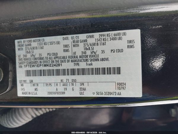 2021 FORD F-150 XLT — I9