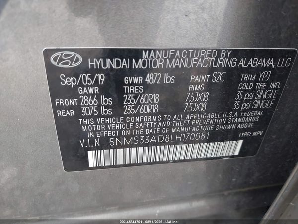 2020 HYUNDAI SANTA FE SEL