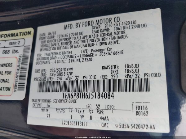 2018 FORD MUSTANG ECOBOOST