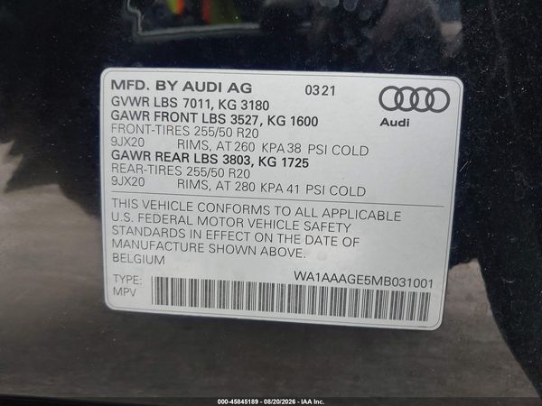 2021 AUDI E-TRON PREMIUM QUATTRO