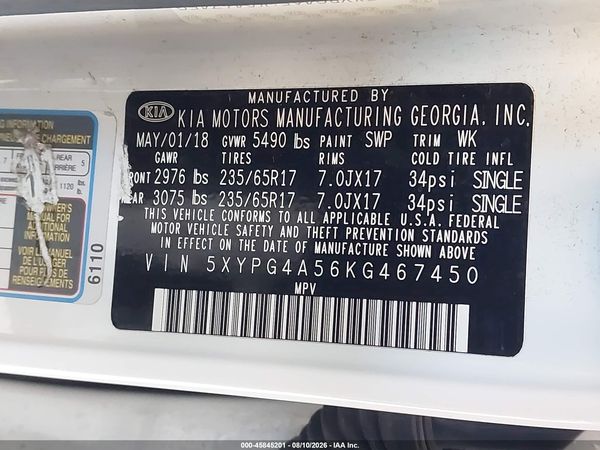2019 KIA SORENTO 3.3L LX