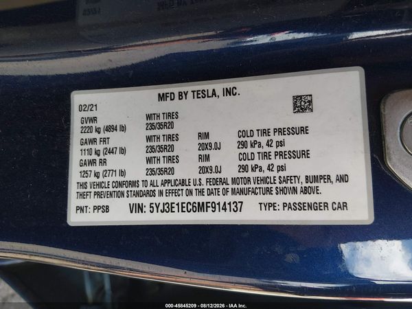 2021 TESLA MODEL 3